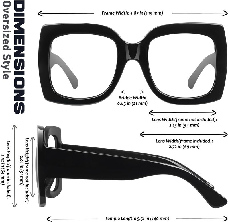GQUEEN Oversized Fake Glasses Women Men Retro Thick Big Square Frame Clear Lens UV400 Protection Fashion Eyeglasses - Image 5